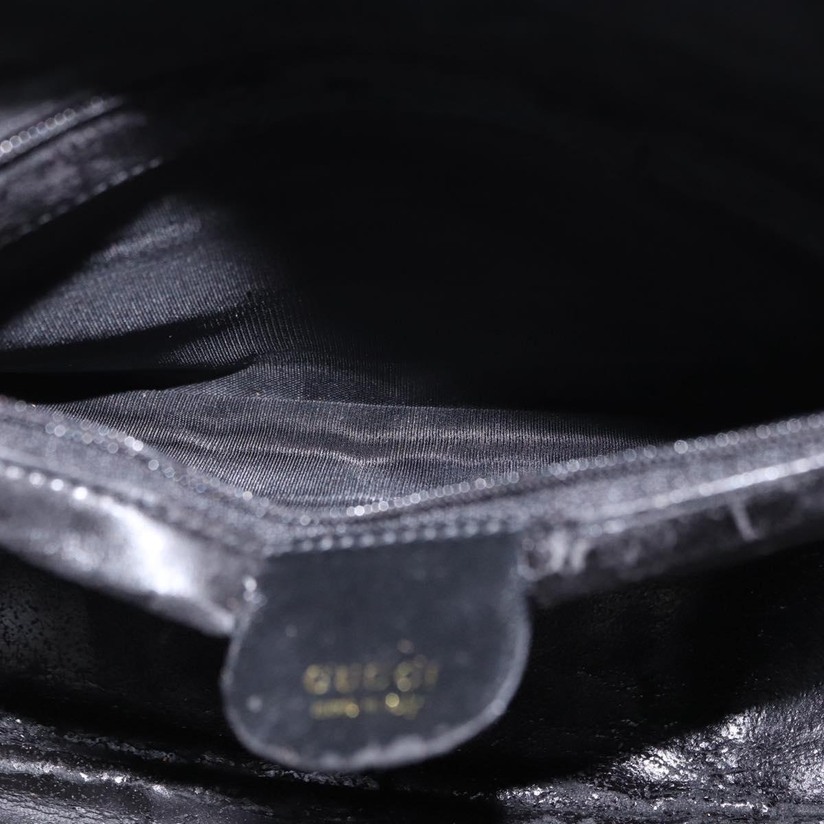 GUCCI Bamboo Hand Bag Leather 2way Black Gold 001 3444 Auth 191028
