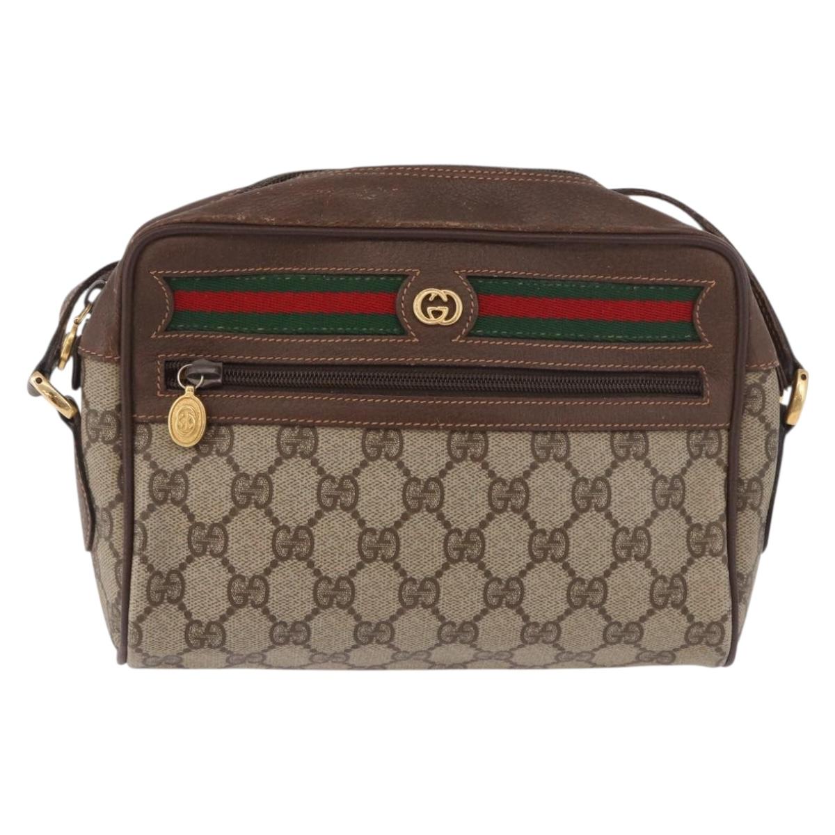 GUCCI GG Supreme Shoulder Bag PVC Leather Beige Gold 56 01 087 Auth 191029