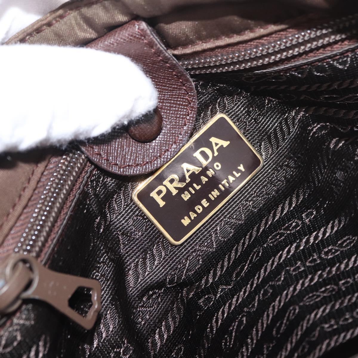 PRADA Nylon Chain Shoulder Bag Khaki Gold Auth 191031