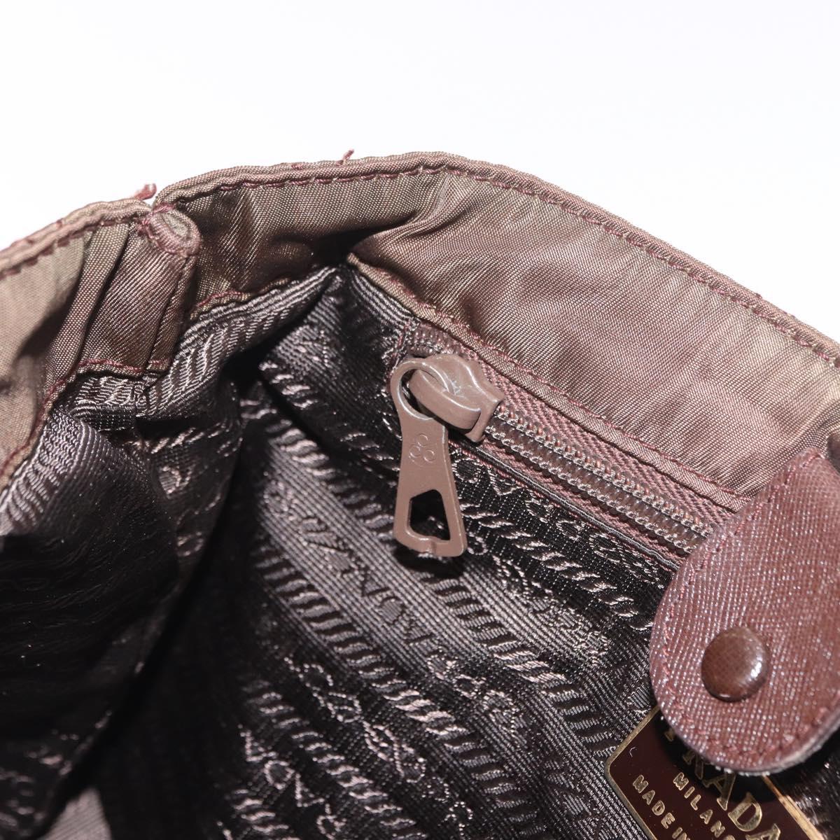 PRADA Nylon Chain Shoulder Bag Khaki Gold Auth 191031