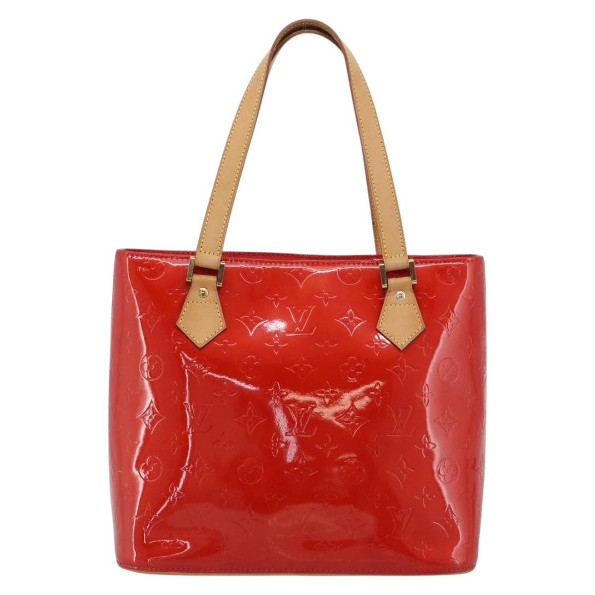 LOUIS VUITTON Monogram Vernis Houston Hand Bag Red M91092 LV Auth 191032