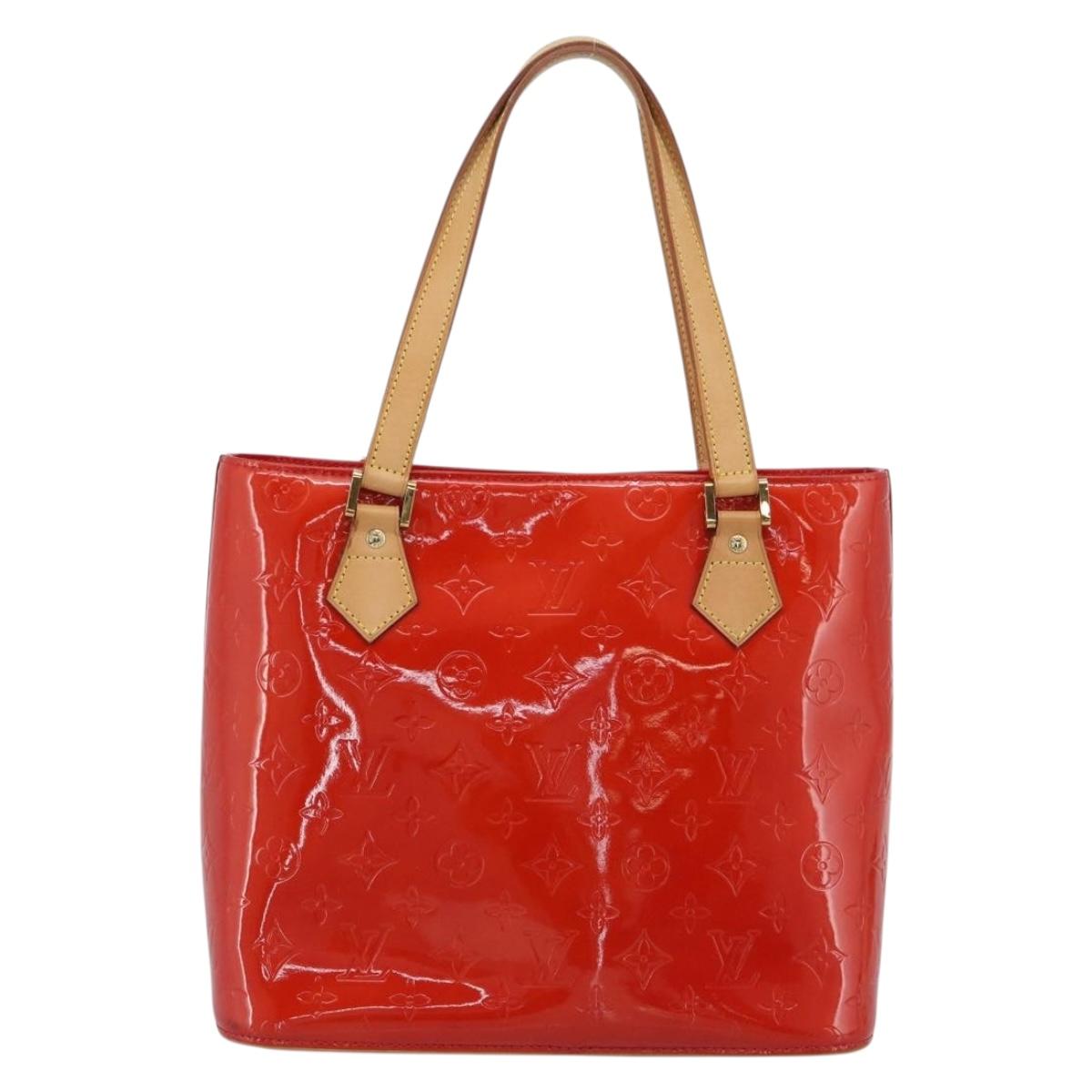 LOUIS VUITTON Monogram Vernis Houston Hand Bag Red M91092 LV Auth 191032