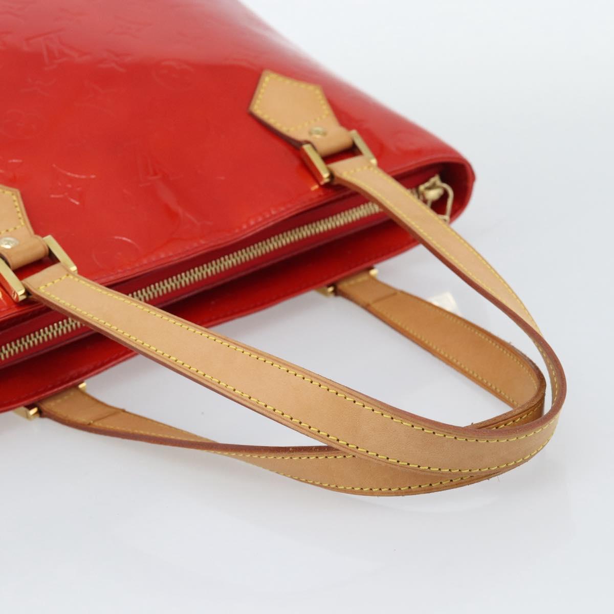 LOUIS VUITTON Monogram Vernis Houston Hand Bag Red M91092 LV Auth 191032