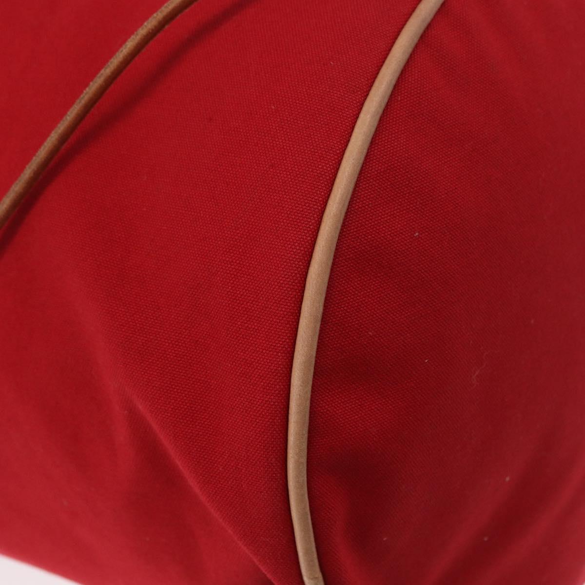 HERMES Porochon Mimir PM Shoulder Bag Canvas Red Gold Auth 191033A