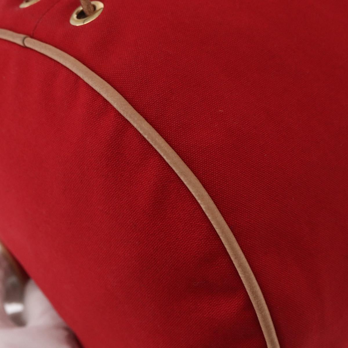 HERMES Porochon Mimir PM Shoulder Bag Canvas Red Gold Auth 191033A