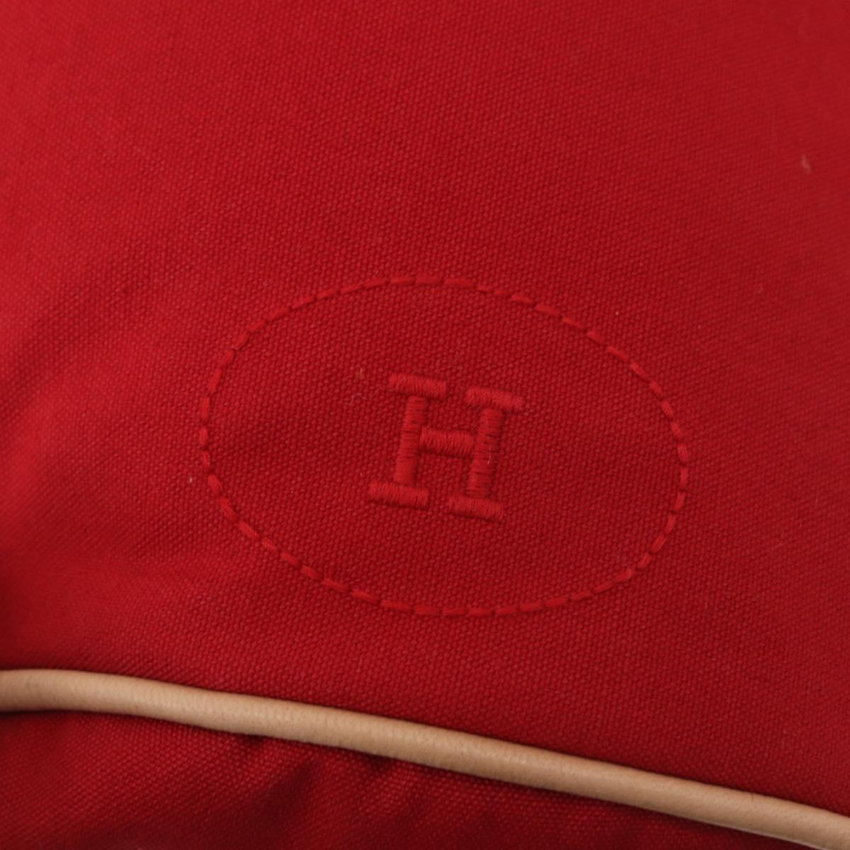 HERMES Porochon Mimir PM Shoulder Bag Canvas Red Gold Auth 191033A