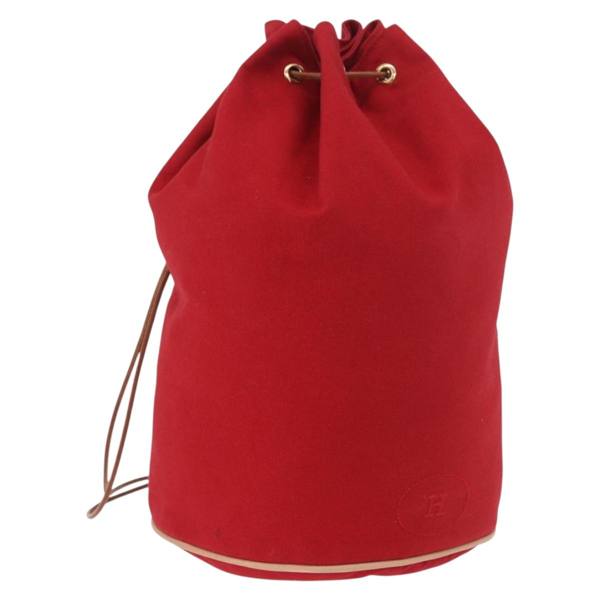 HERMES Porochon Mimir PM Shoulder Bag Canvas Red Gold Auth 191033A