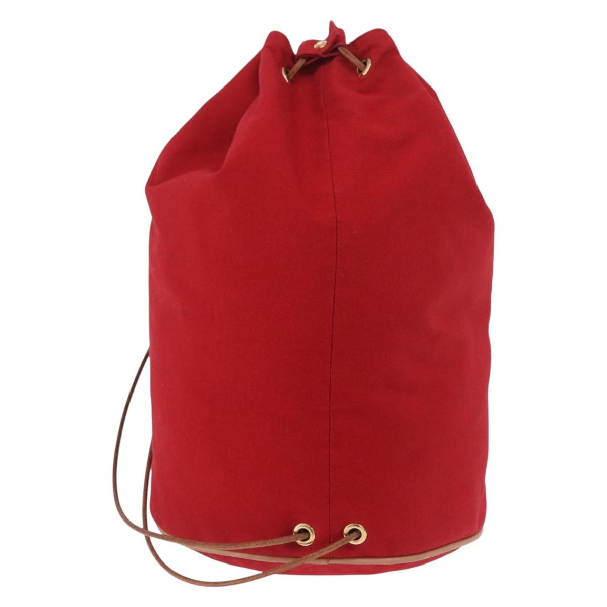 HERMES Porochon Mimir PM Shoulder Bag Canvas Red Gold Auth 191033A
