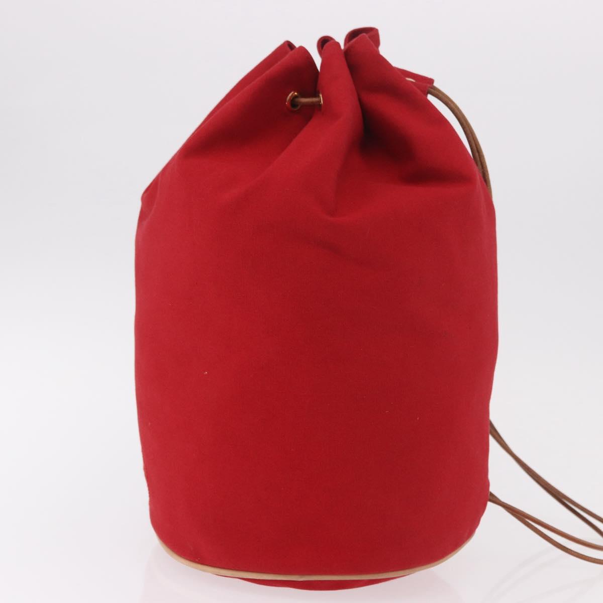 HERMES Porochon Mimir PM Shoulder Bag Canvas Red Gold Auth 191033A
