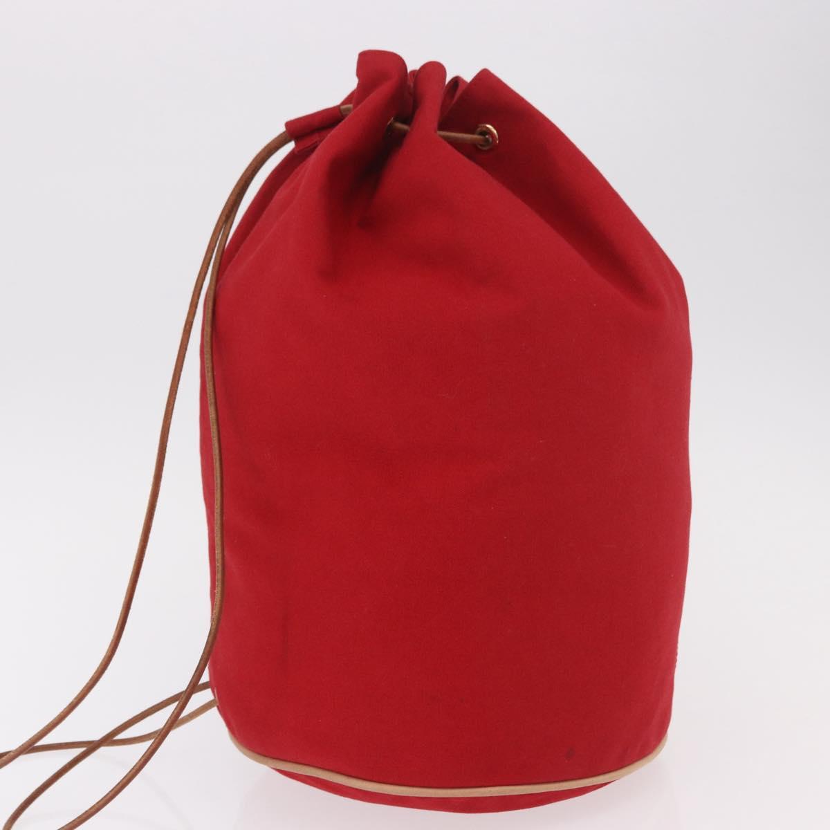 HERMES Porochon Mimir PM Shoulder Bag Canvas Red Gold Auth 191033A