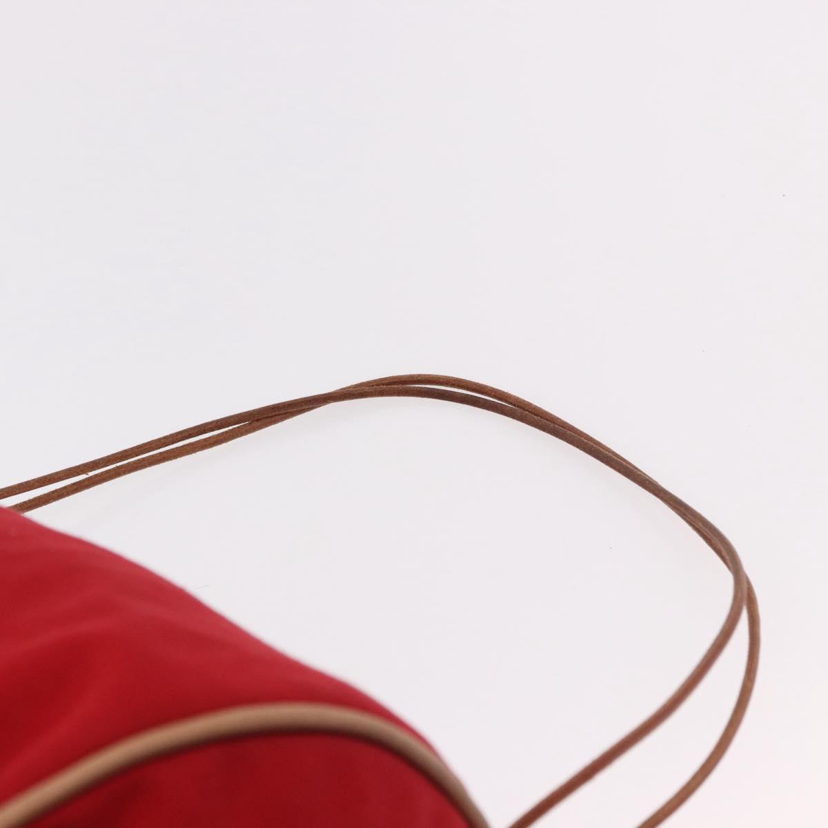 HERMES Porochon Mimir PM Shoulder Bag Canvas Red Gold Auth 191033A