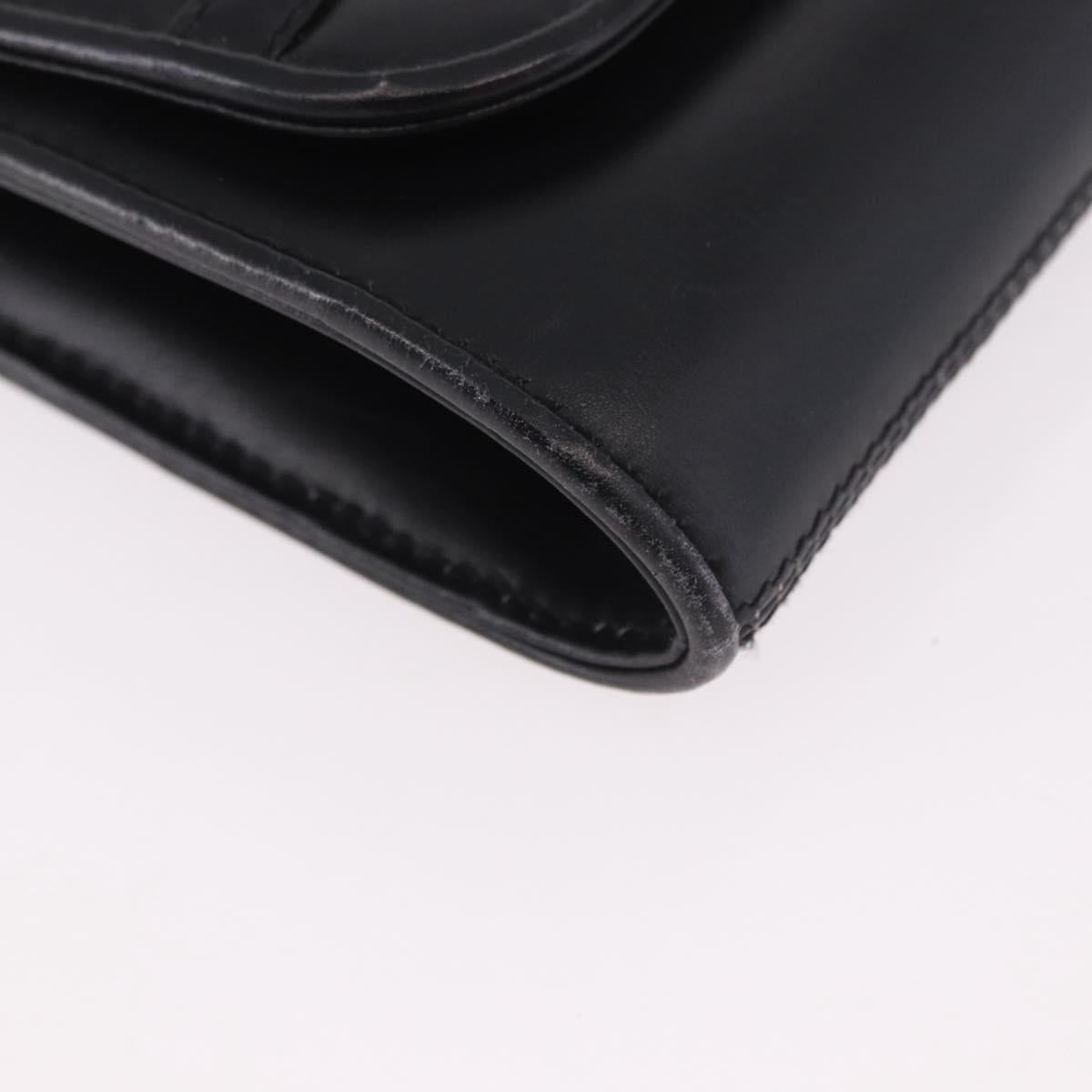 GUCCI Chain Shoulder Bag Leather Black Gold Auth 191035