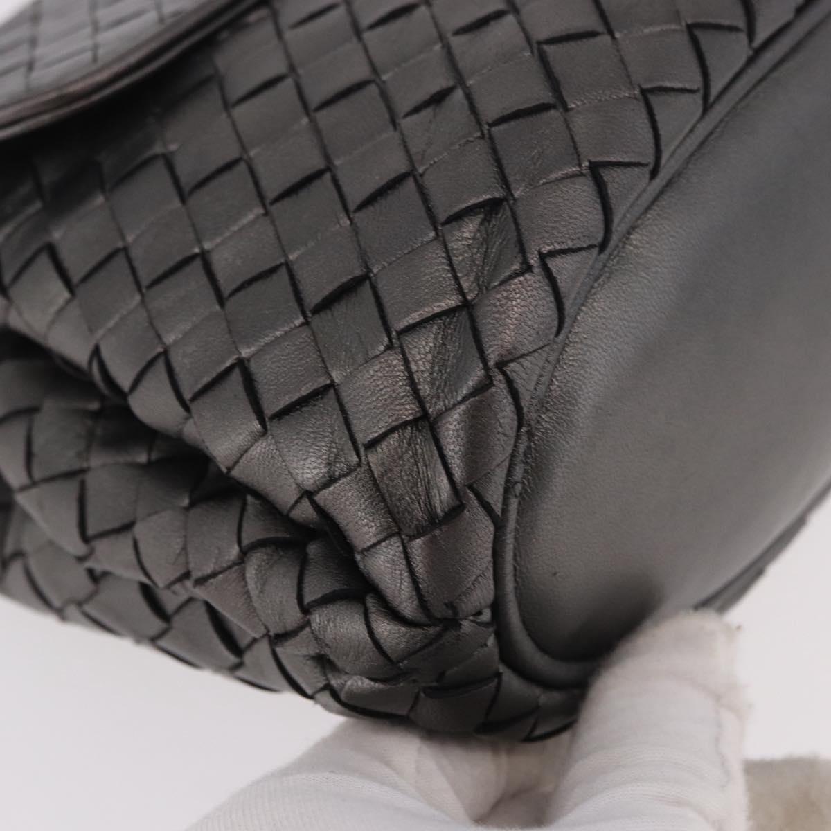 BOTTEGA VENETA INTRECCIATO Hand Bag Leather Gray Gold Auth 191037