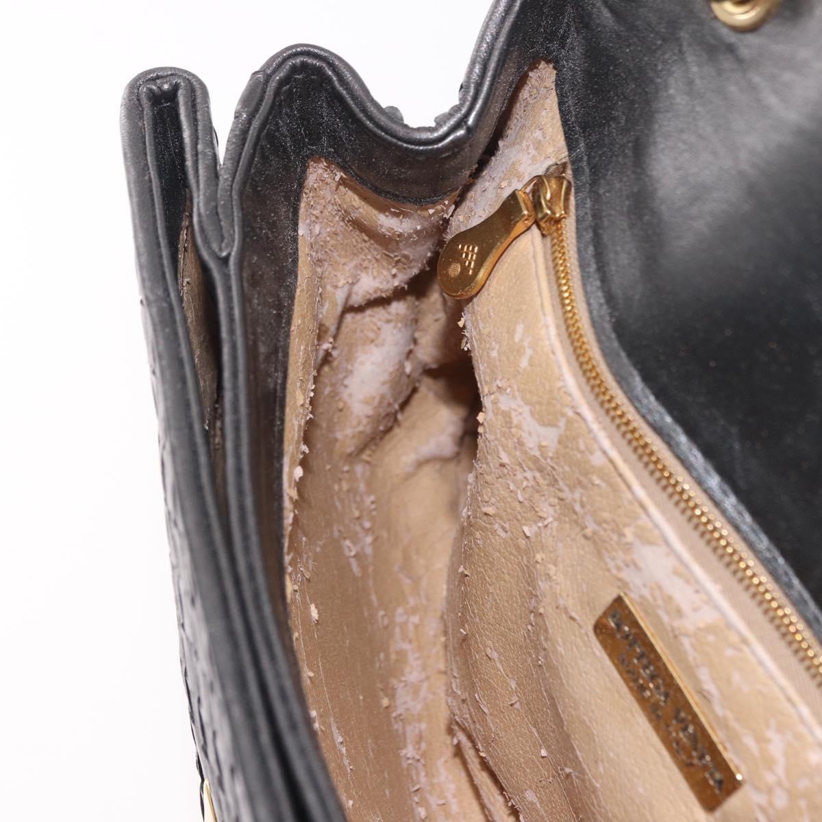 BOTTEGA VENETA INTRECCIATO Hand Bag Leather Gray Gold Auth 191037