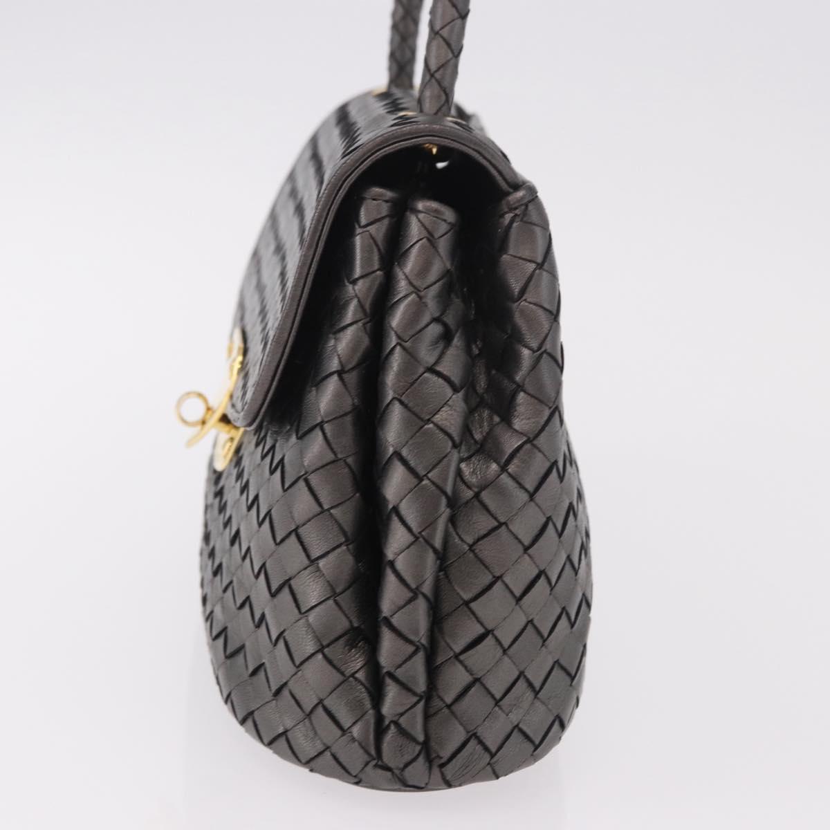 BOTTEGA VENETA INTRECCIATO Hand Bag Leather Gray Gold Auth 191037