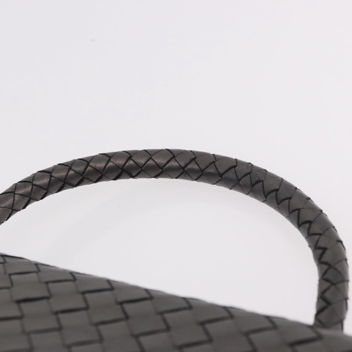 BOTTEGA VENETA INTRECCIATO Hand Bag Leather Gray Gold Auth 191037