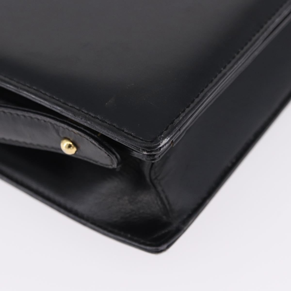 CELINE Shoulder Bag Leather Black Gold Auth 191038