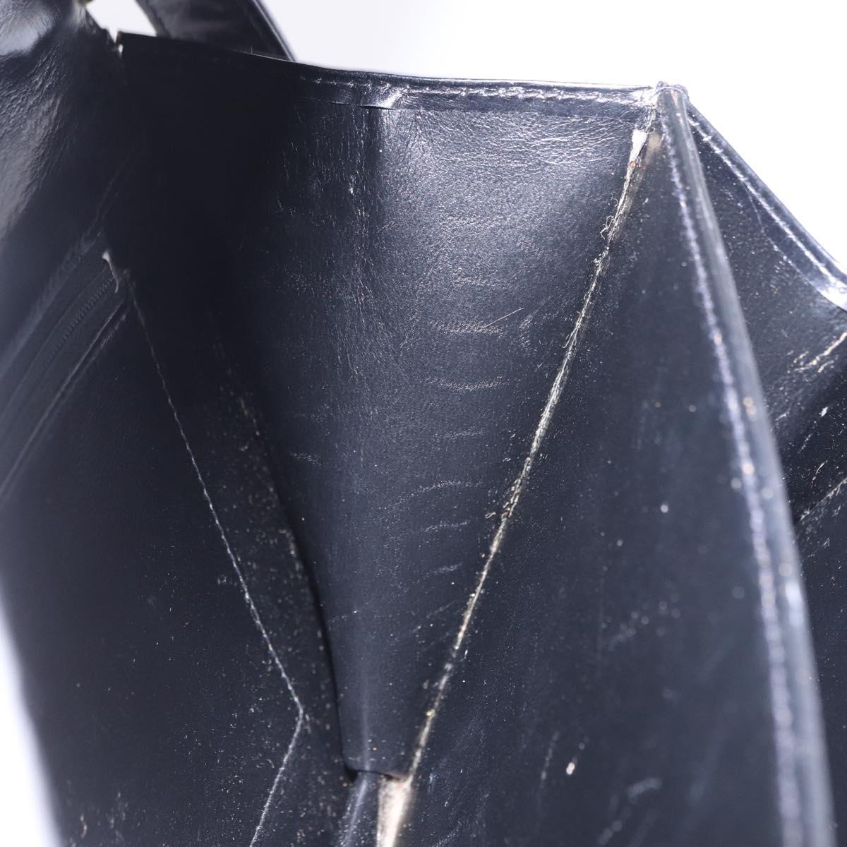 CELINE Shoulder Bag Leather Black Gold Auth 191038