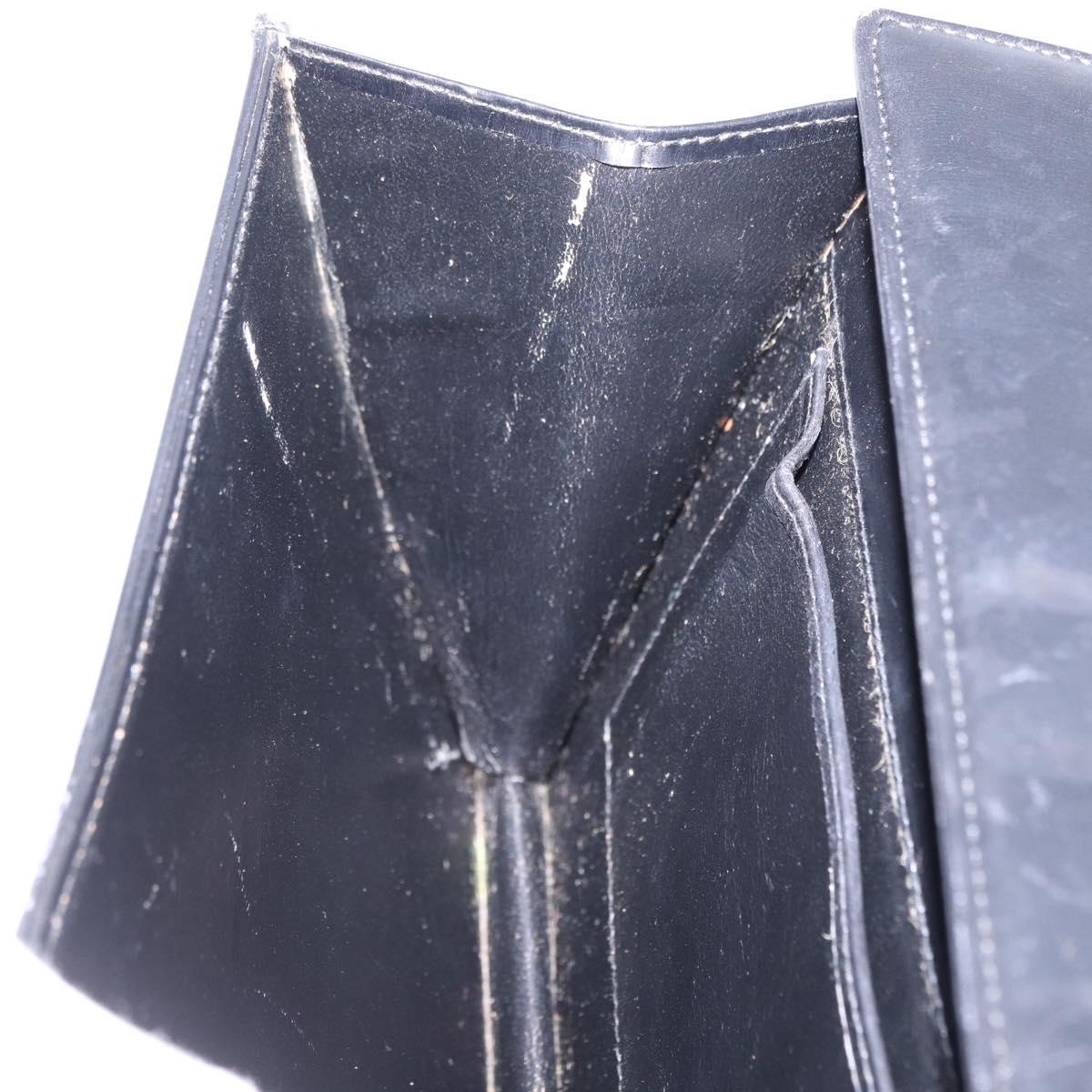 CELINE Shoulder Bag Leather Black Gold Auth 191038