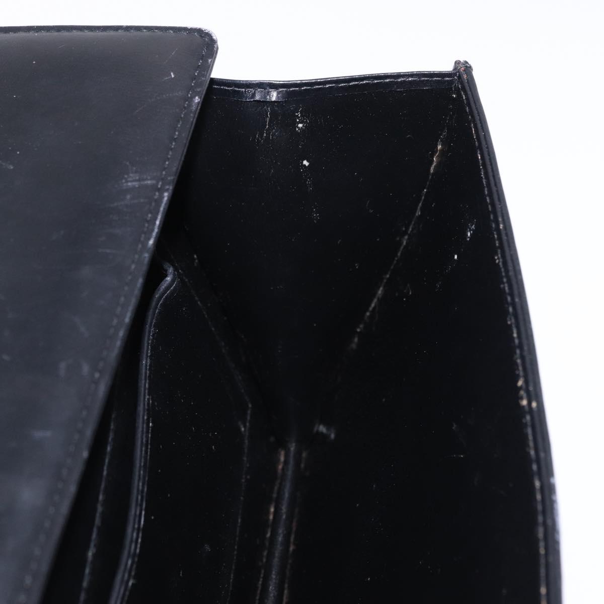 CELINE Shoulder Bag Leather Black Gold Auth 191038
