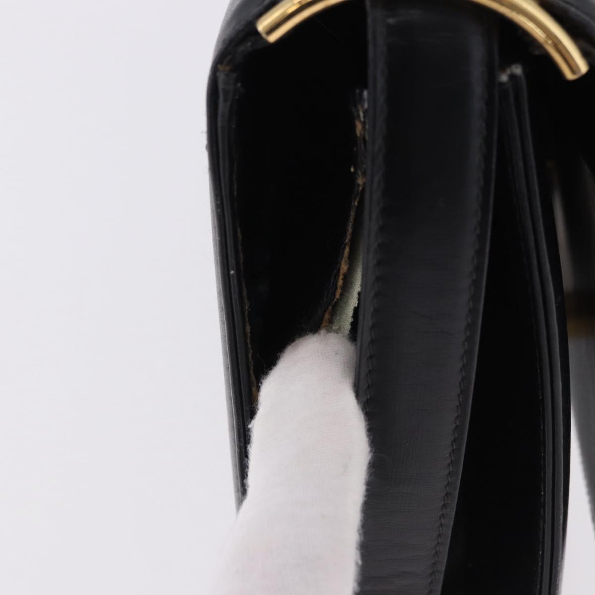 CELINE Shoulder Bag Leather Black Gold Auth 191038