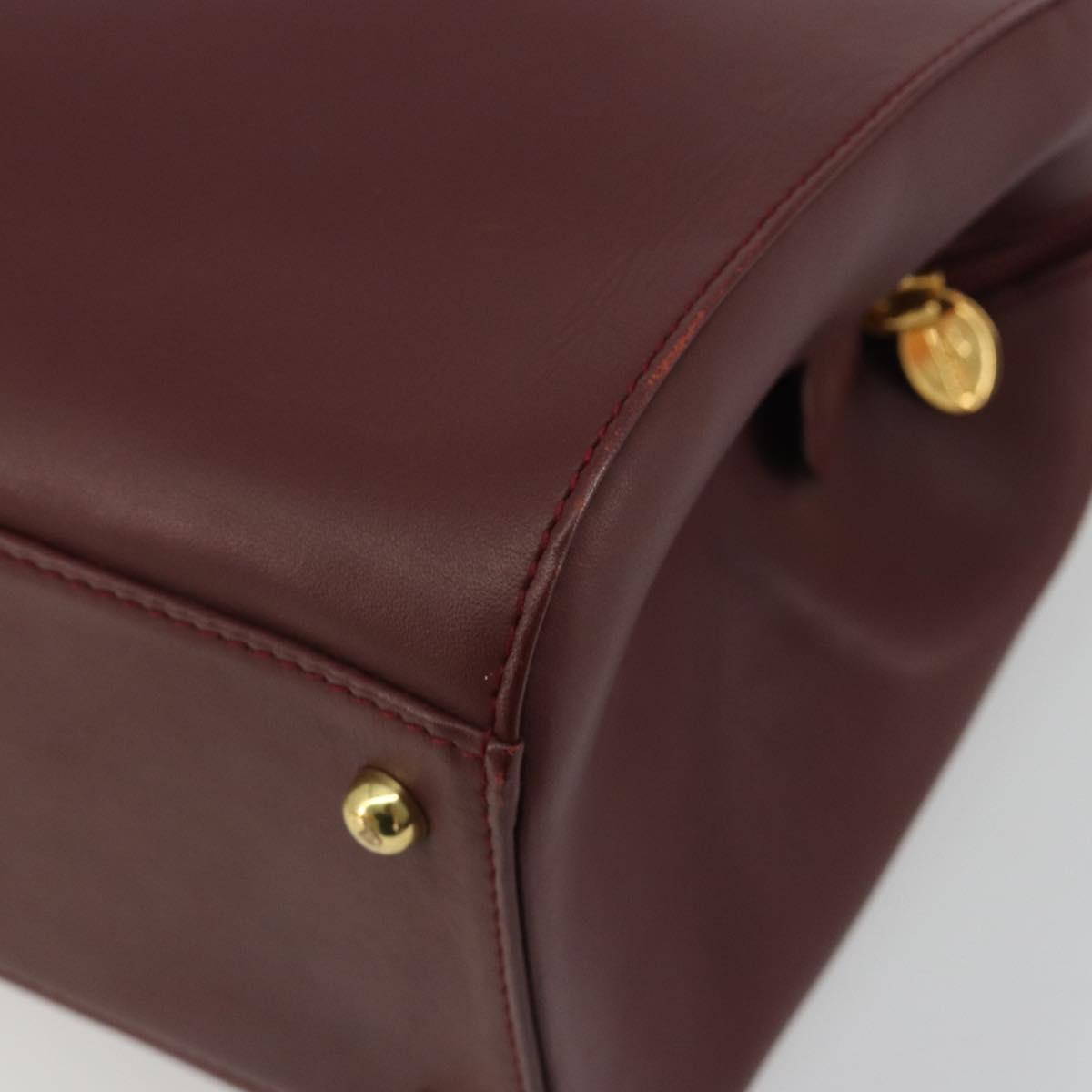 CARTIER Must Line Hand Bag Leather Bordeaux Gold Auth 191039A