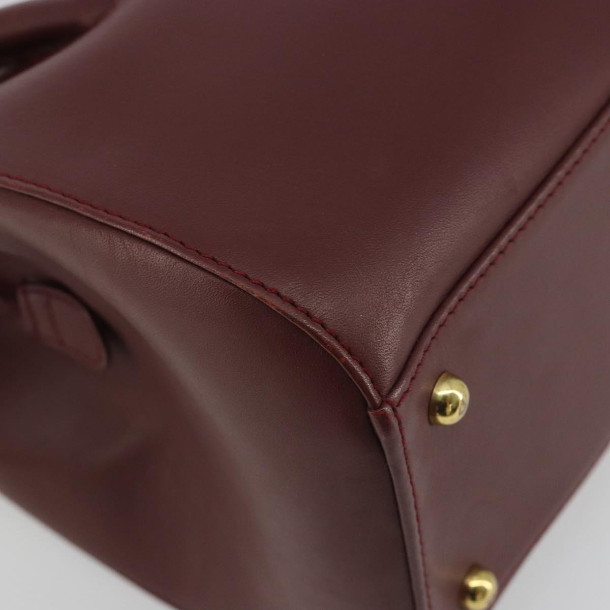 CARTIER Must Line Hand Bag Leather Bordeaux Gold Auth 191039A