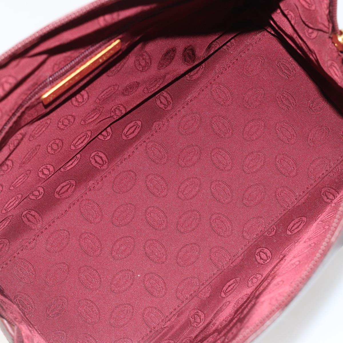 CARTIER Must Line Hand Bag Leather Bordeaux Gold Auth 191039A