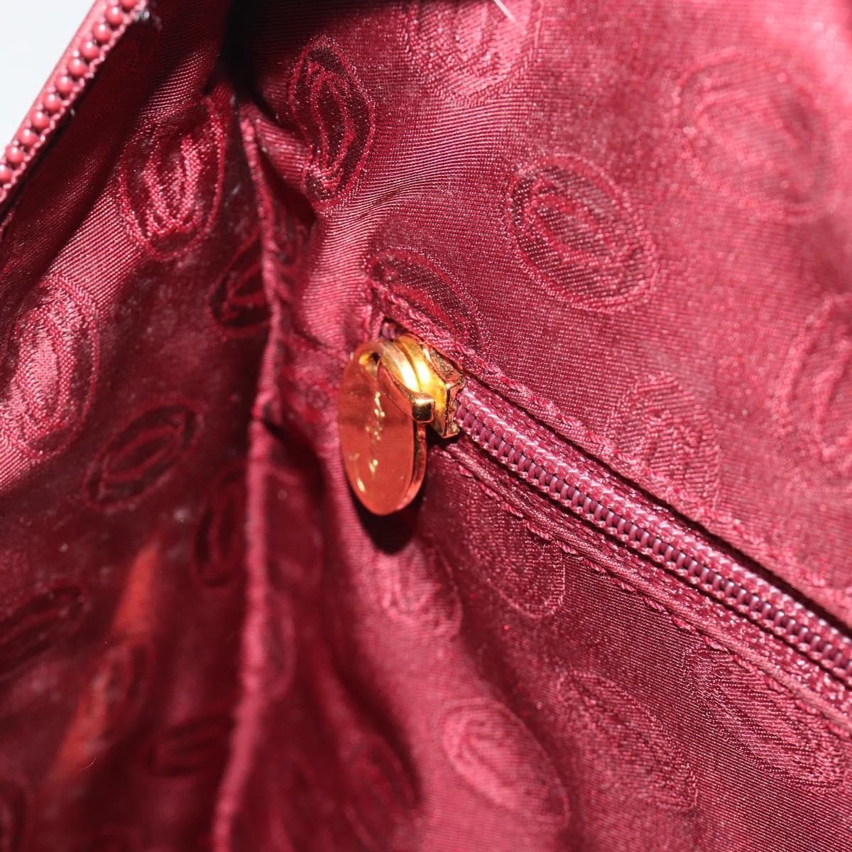 CARTIER Must Line Hand Bag Leather Bordeaux Gold Auth 191039A