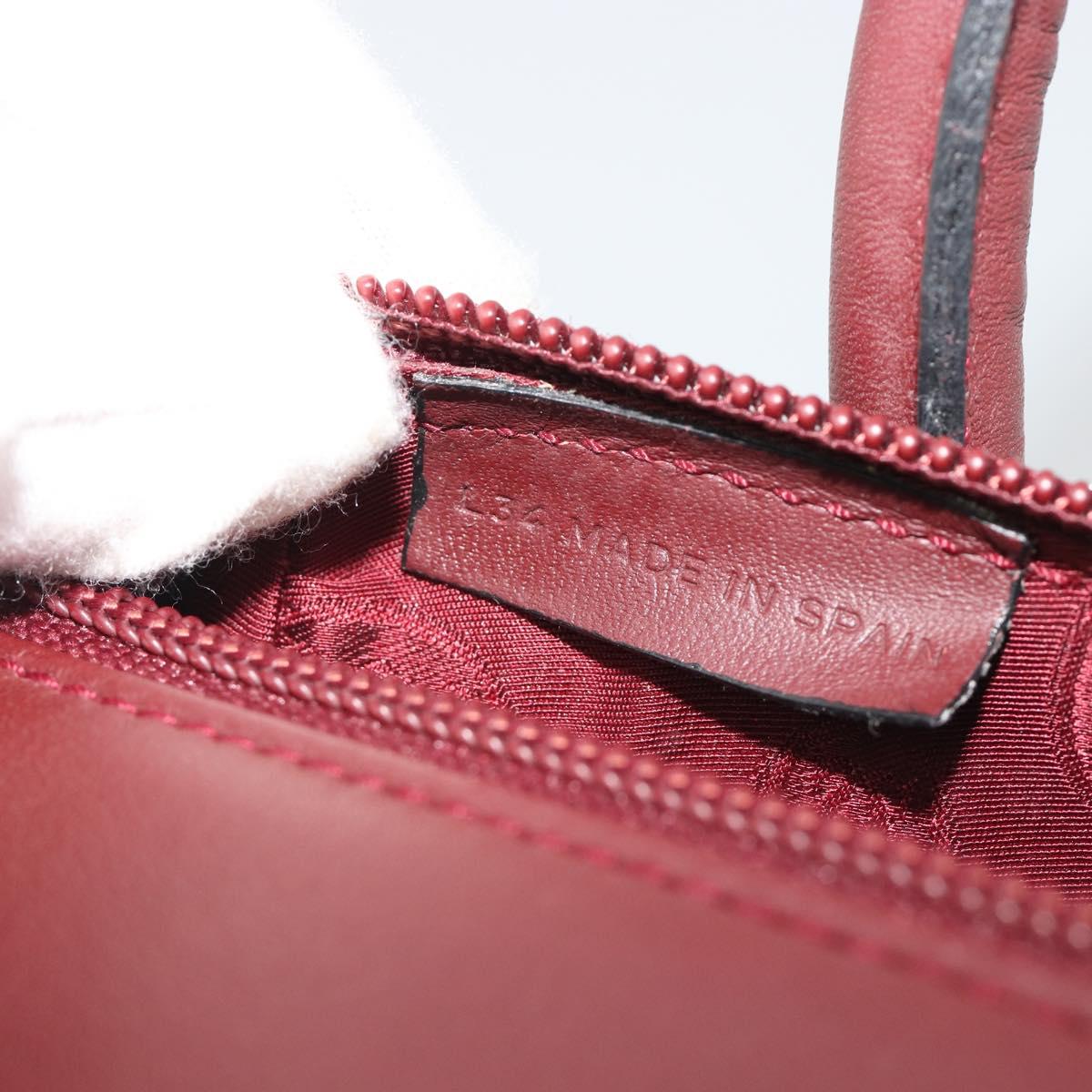 CARTIER Must Line Hand Bag Leather Bordeaux Gold Auth 191039A