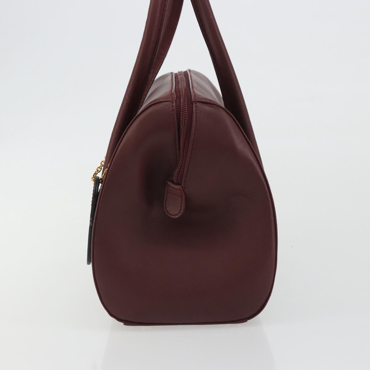 CARTIER Must Line Hand Bag Leather Bordeaux Gold Auth 191039A
