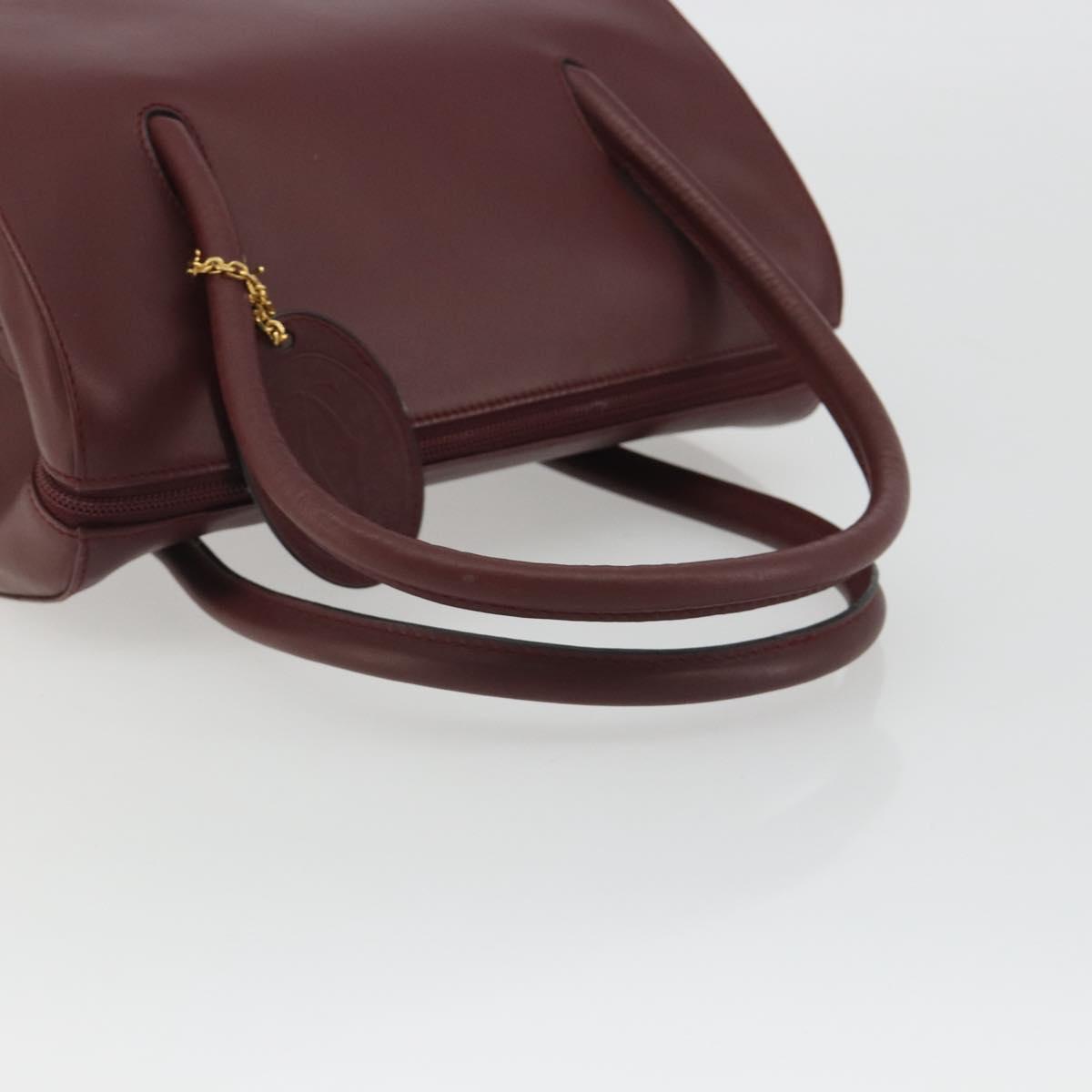 CARTIER Must Line Hand Bag Leather Bordeaux Gold Auth 191039A