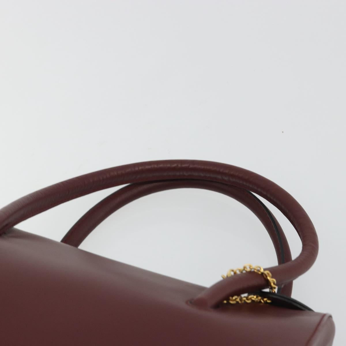 CARTIER Must Line Hand Bag Leather Bordeaux Gold Auth 191039A