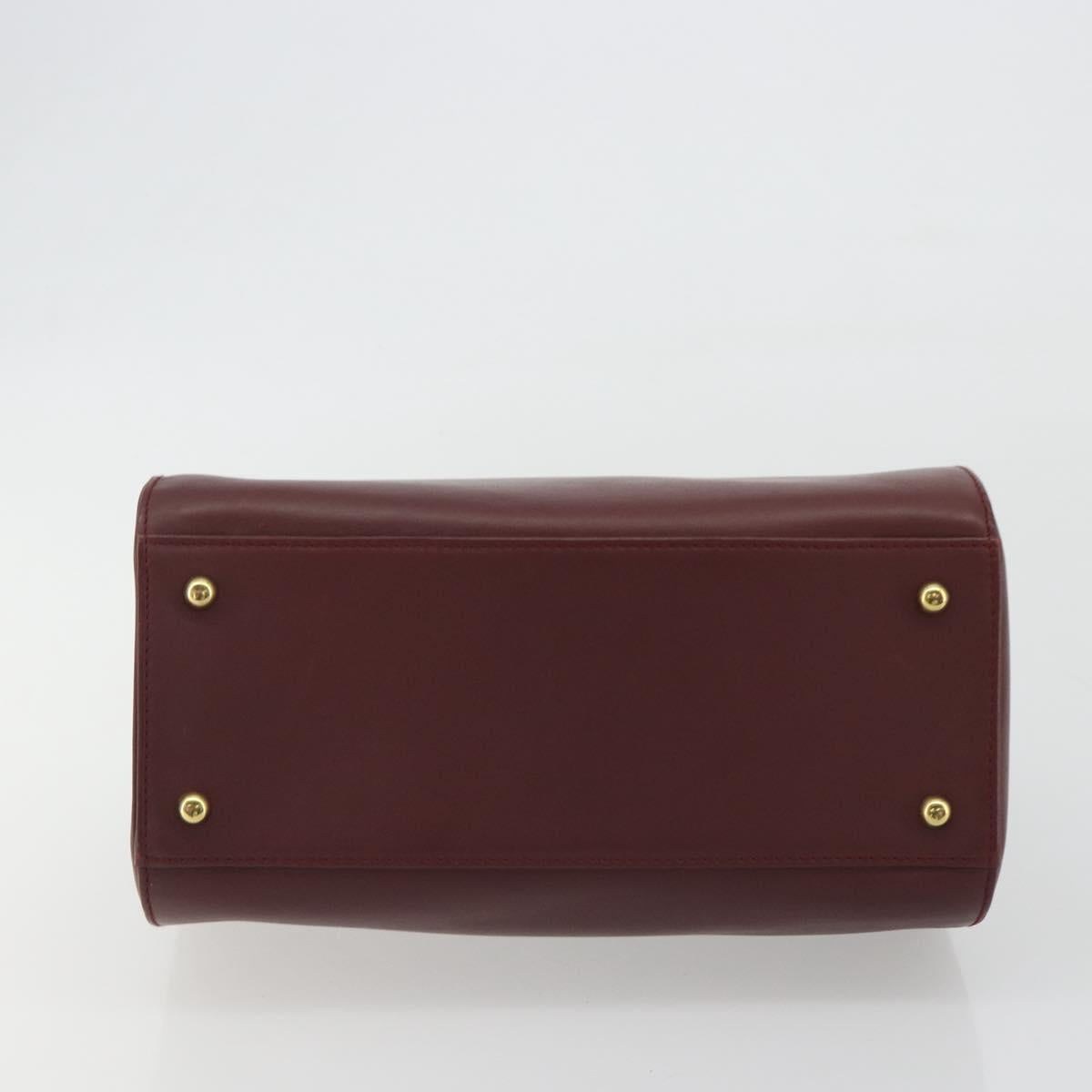 CARTIER Must Line Hand Bag Leather Bordeaux Gold Auth 191039A