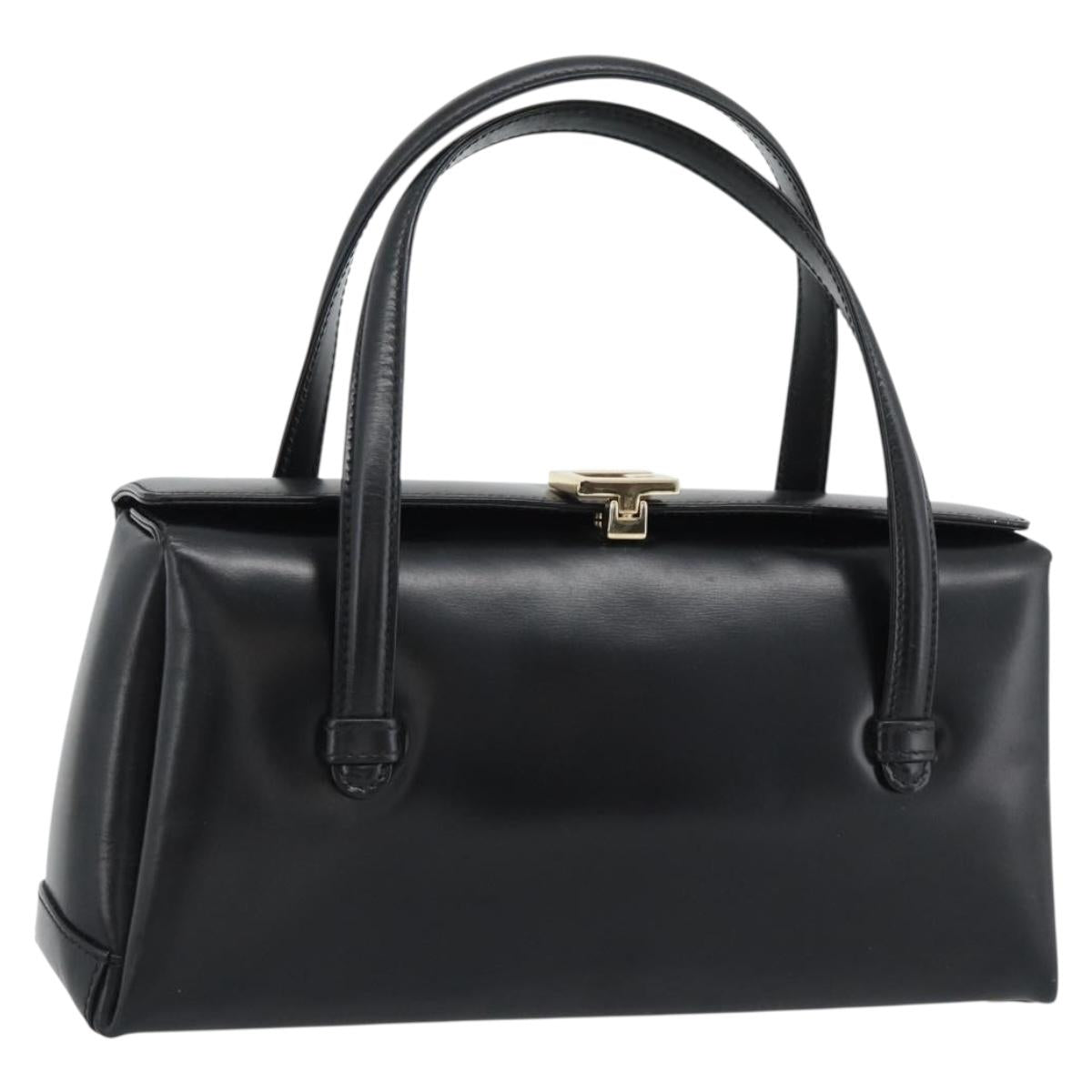 GUCCI Hand Bag Leather Black Gold 000 1448 0539 Auth 191040A