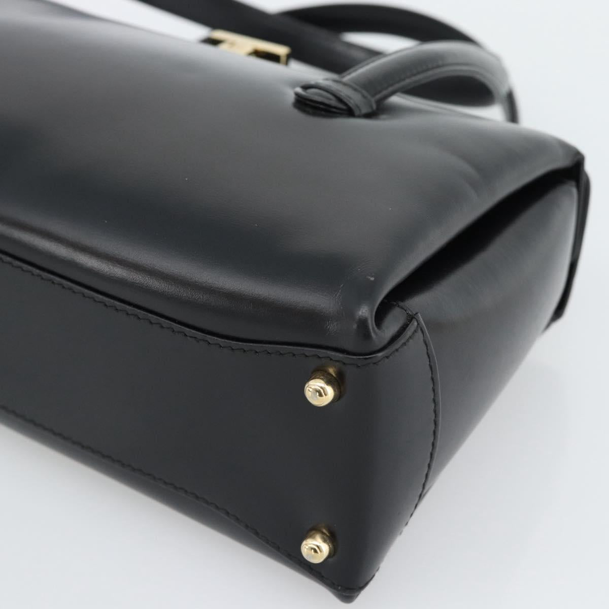 GUCCI Hand Bag Leather Black Gold 000 1448 0539 Auth 191040A