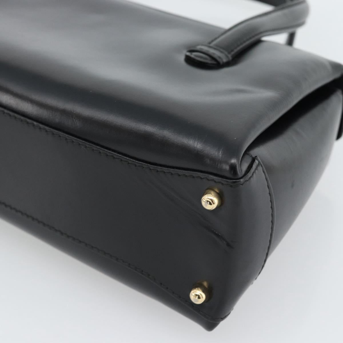 GUCCI Hand Bag Leather Black Gold 000 1448 0539 Auth 191040A