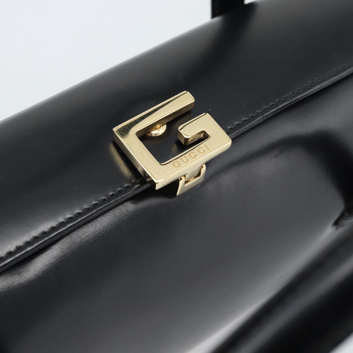 GUCCI Hand Bag Leather Black Gold 000 1448 0539 Auth 191040A