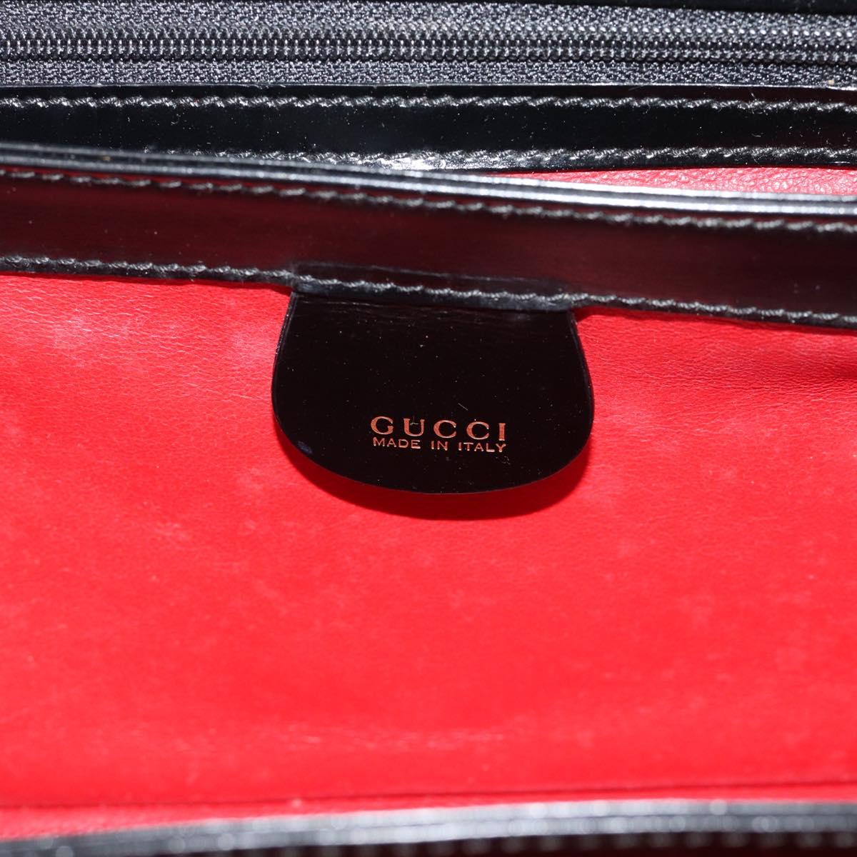 GUCCI Hand Bag Leather Black Gold 000 1448 0539 Auth 191040A