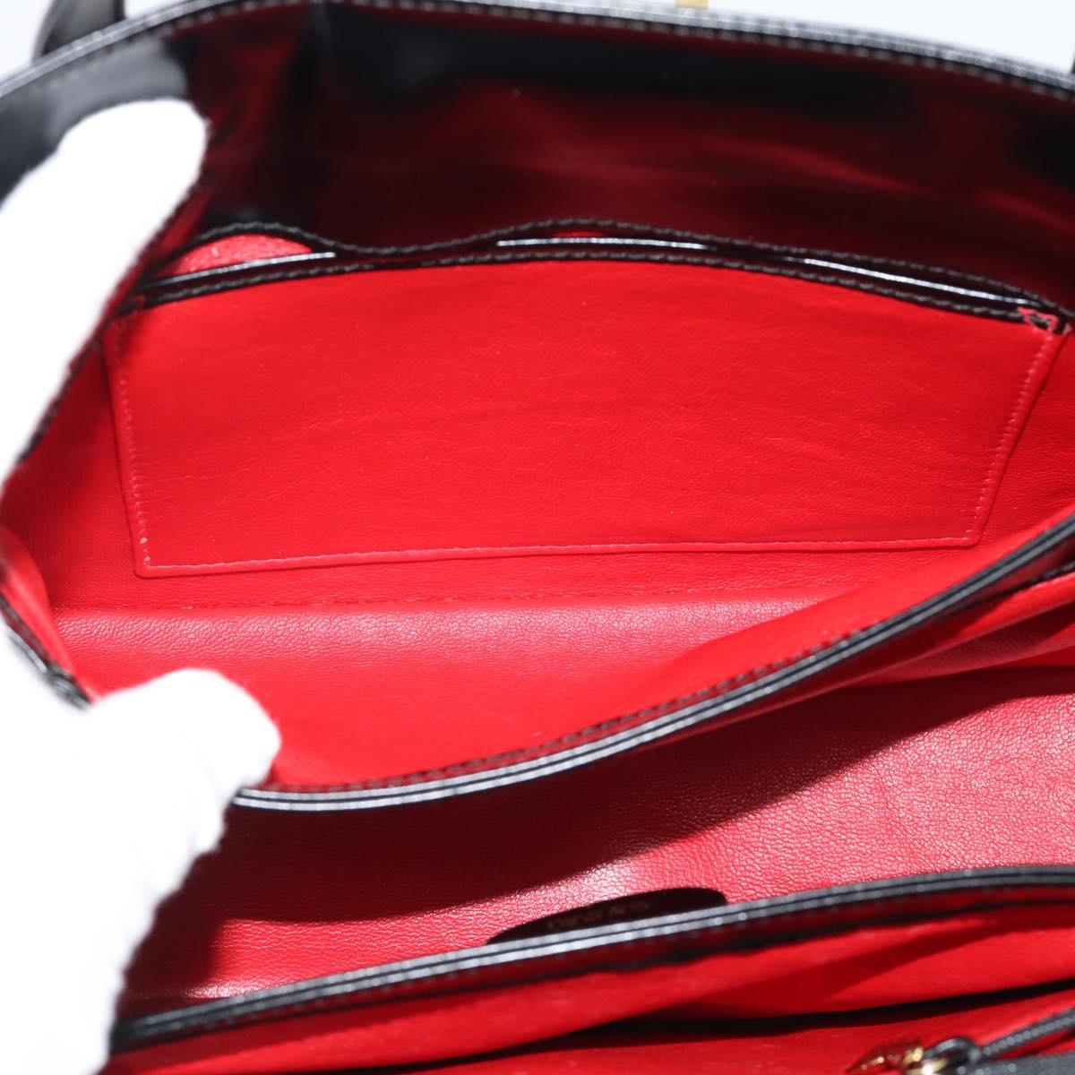 GUCCI Hand Bag Leather Black Gold 000 1448 0539 Auth 191040A