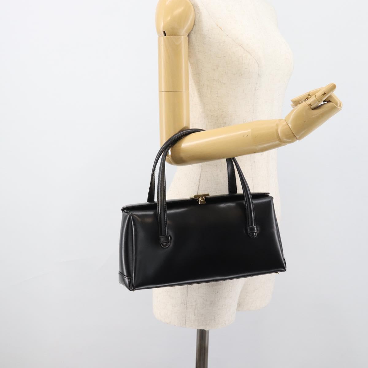GUCCI Hand Bag Leather Black Gold 000 1448 0539 Auth 191040A