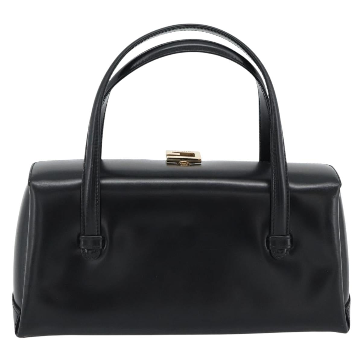 GUCCI Hand Bag Leather Black Gold 000 1448 0539 Auth 191040A