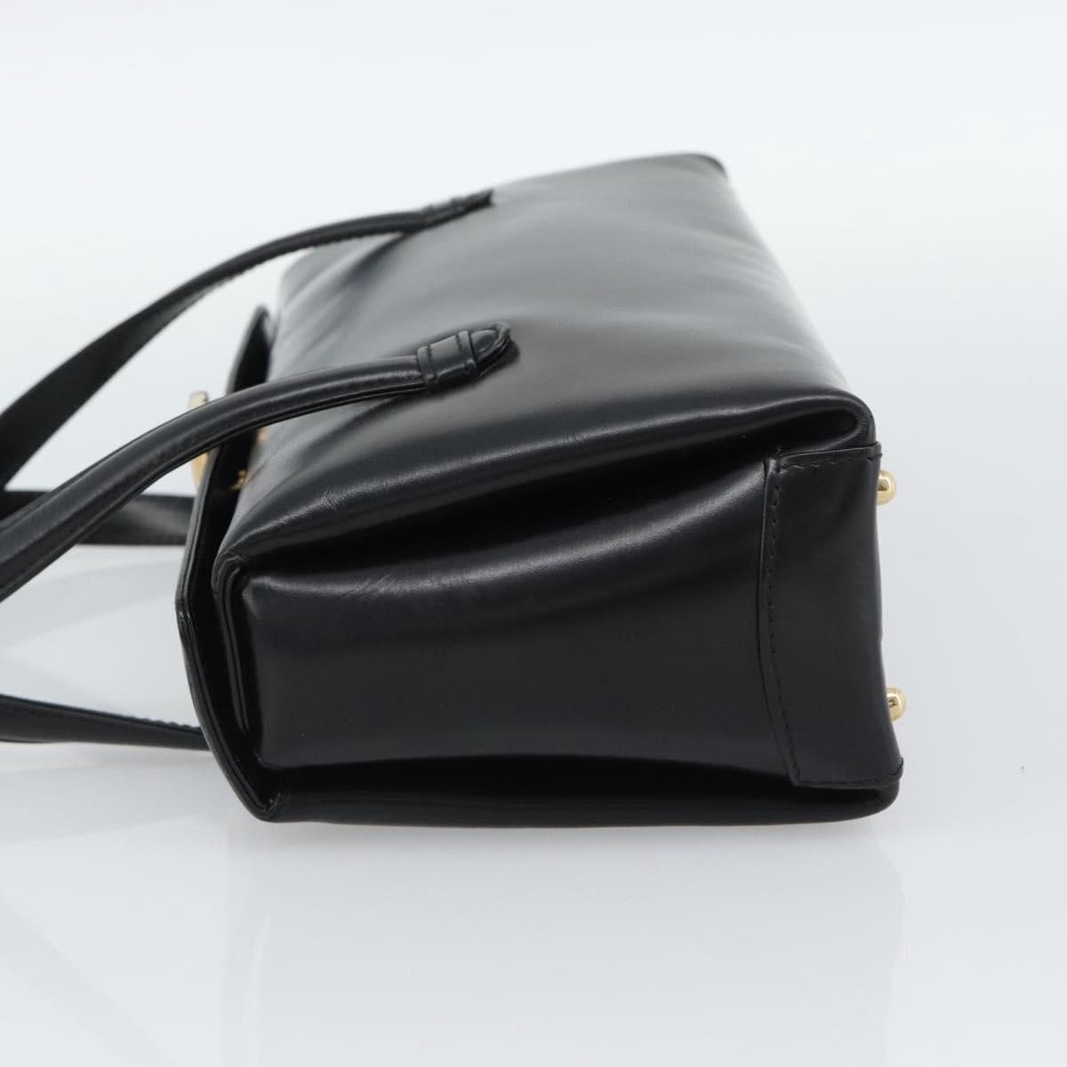 GUCCI Hand Bag Leather Black Gold 000 1448 0539 Auth 191040A