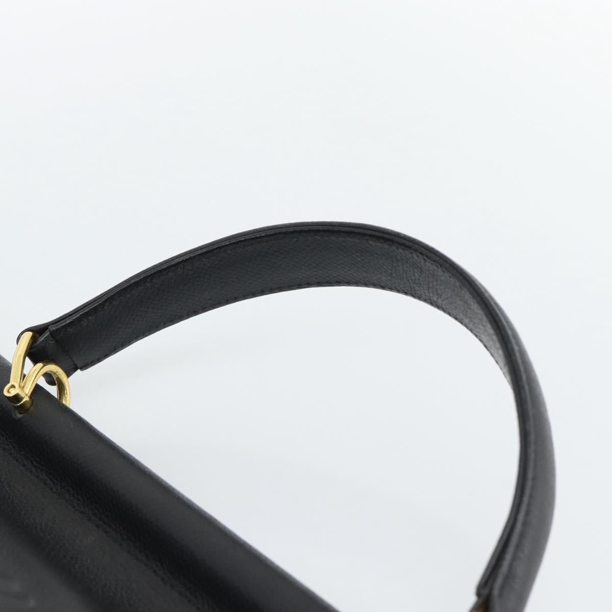 VALENTINO Hand Bag Leather Black Gold Auth 191042A