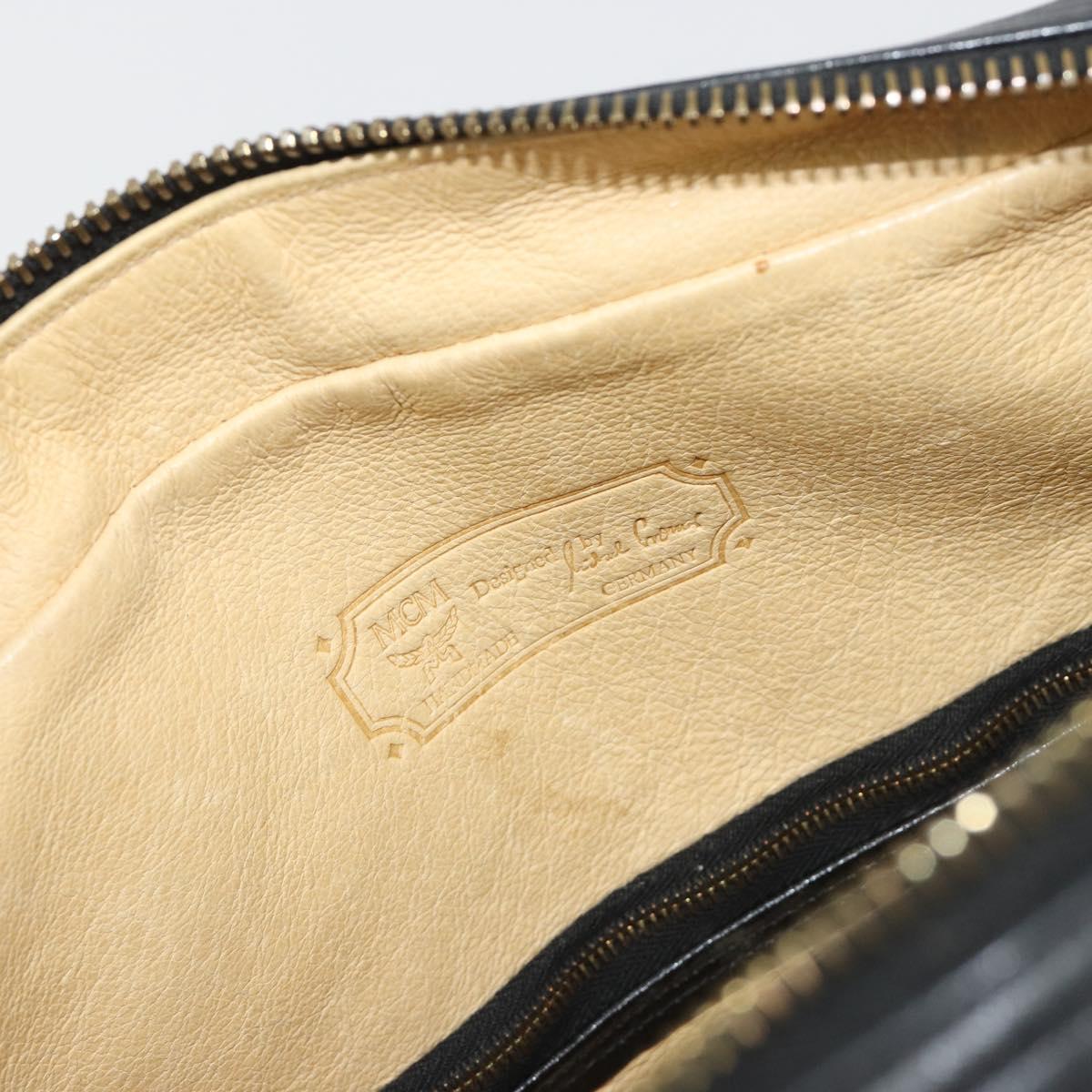 MCM Vicetos Shoulder Bag PVC Leather Black Gold Auth 191049