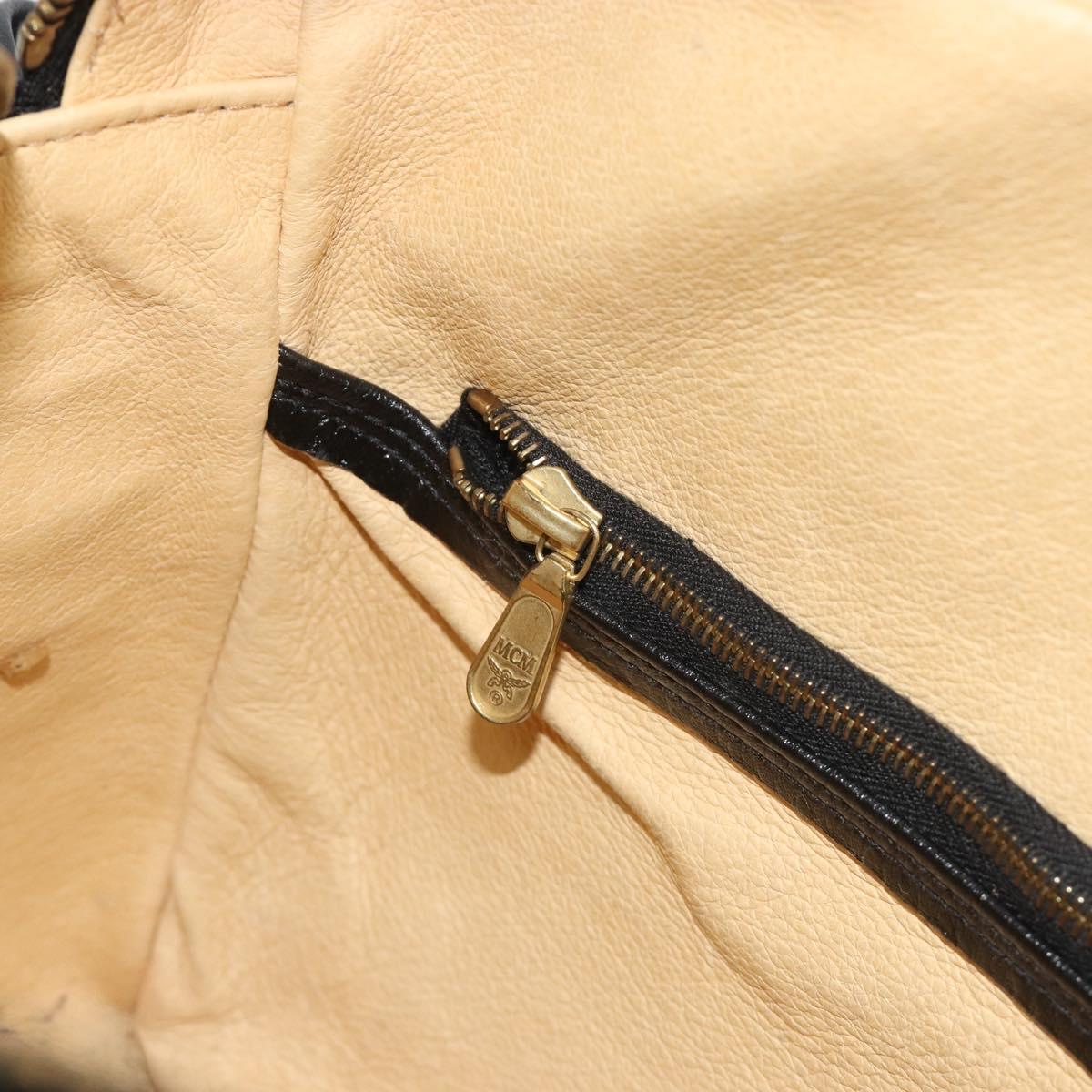 MCM Vicetos Shoulder Bag PVC Leather Black Gold Auth 191049