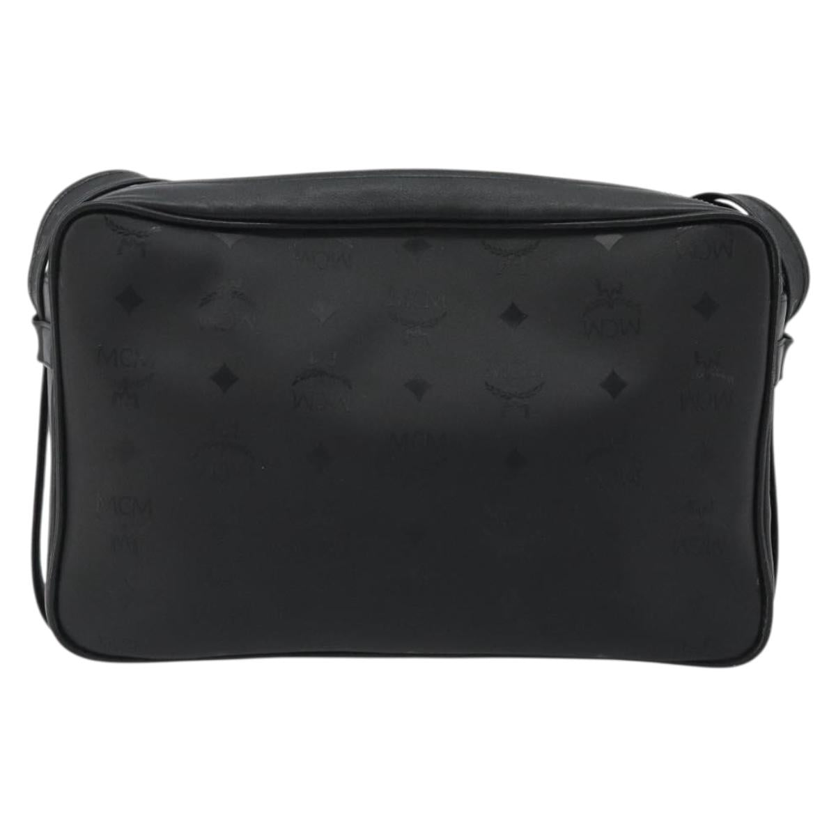 MCM Vicetos Shoulder Bag PVC Leather Black Gold Auth 191049