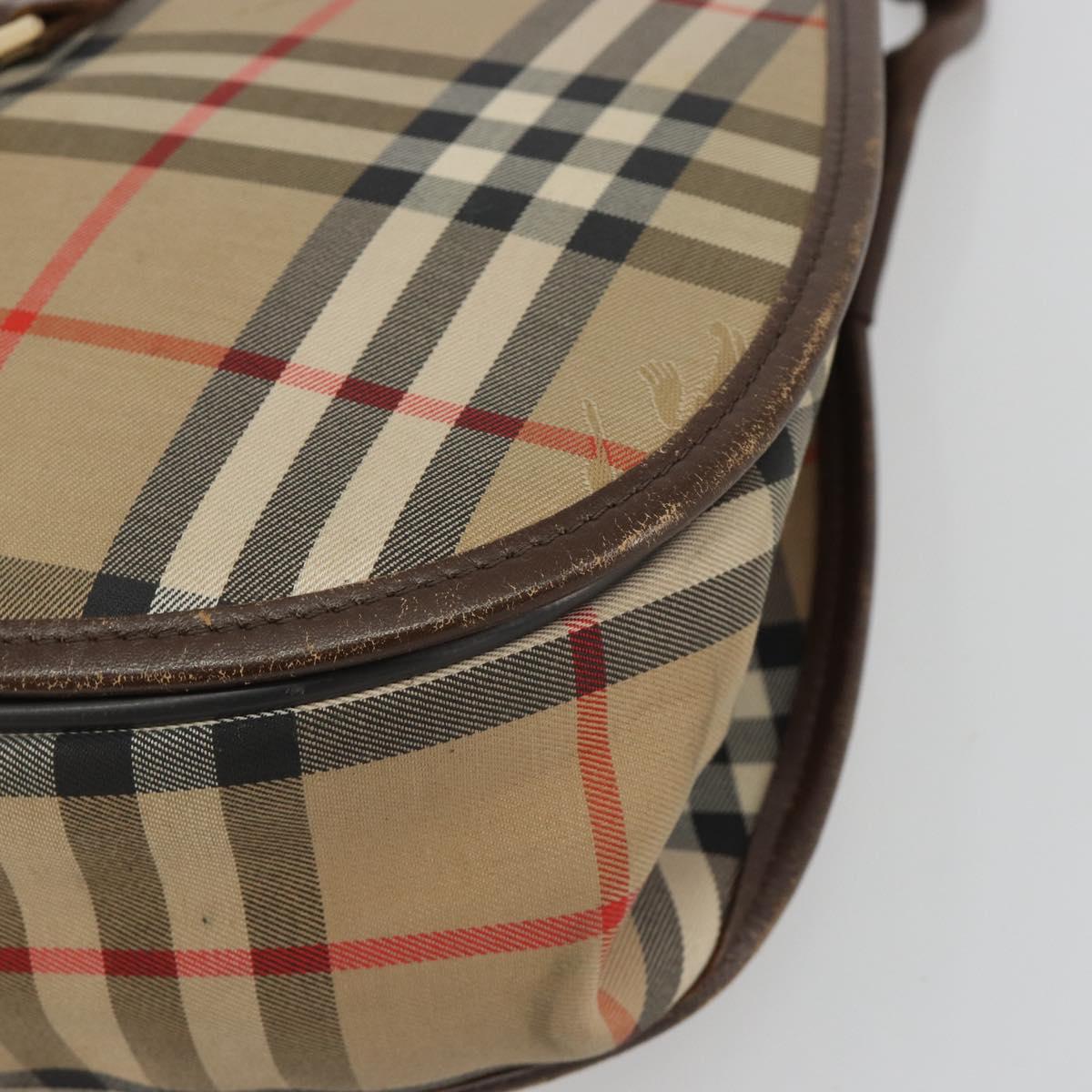 Burberrys Nova Check Shoulder Bag Canvas Beige Gold Auth 191050