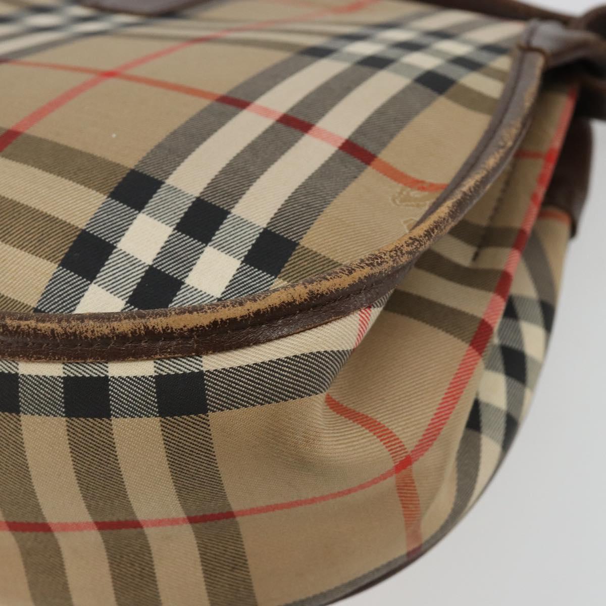 Burberrys Nova Check Shoulder Bag Canvas Beige Gold Auth 191050