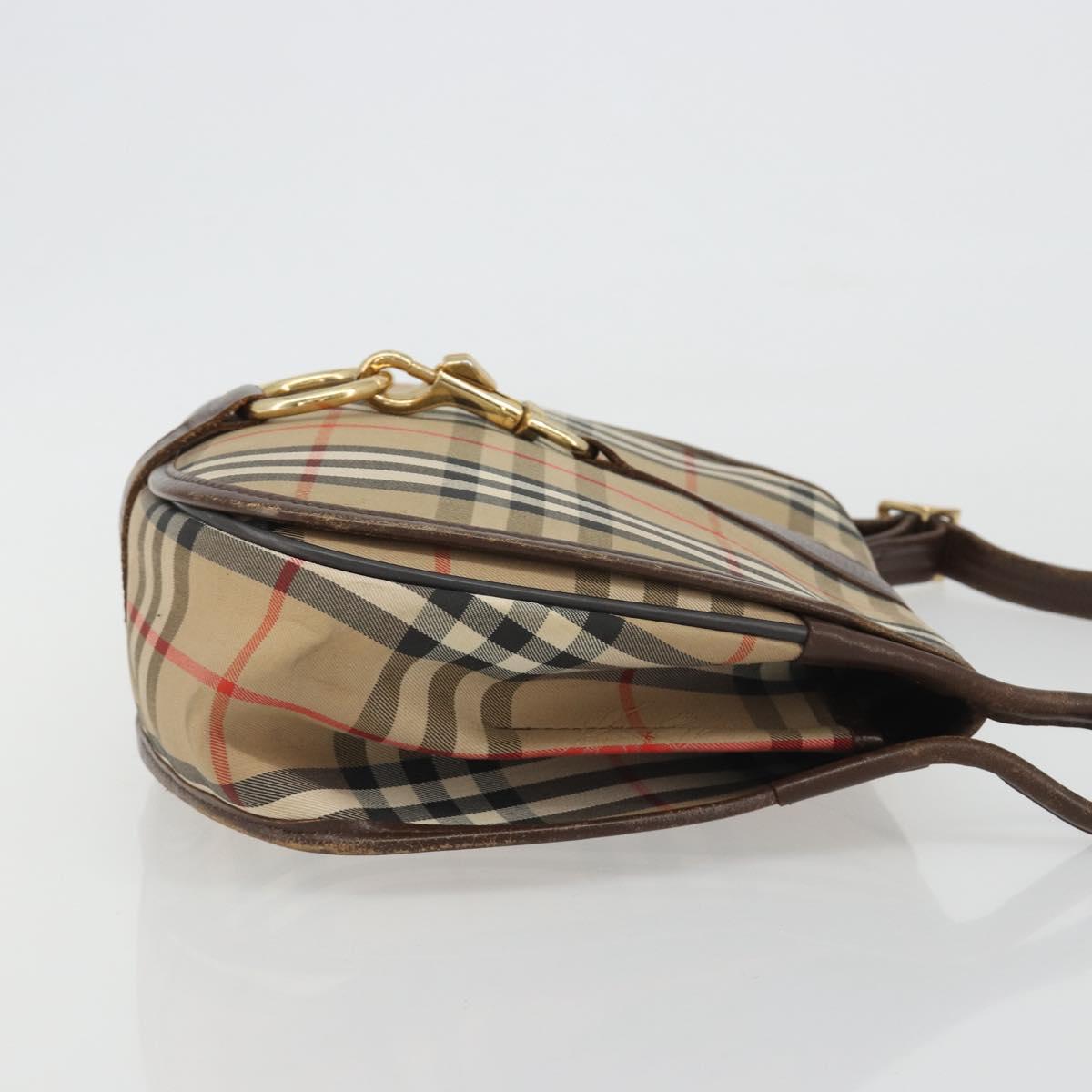 Burberrys Nova Check Shoulder Bag Canvas Beige Gold Auth 191050
